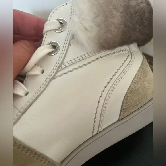 Vintage Chanel boots sneakers Italy size 38 real Fur Rare white Gray - Picture 5 of 12